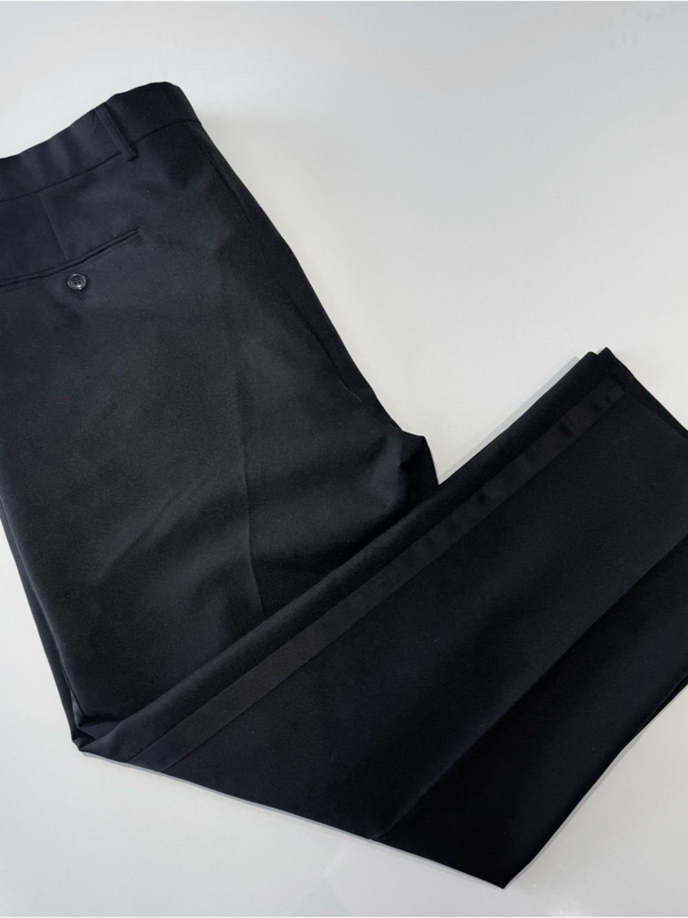 Noir Classic Satin Stripe Dress Pants / Black / 38